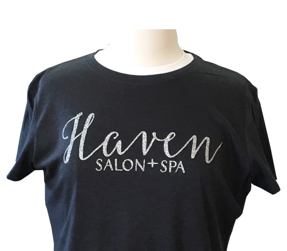 t-shirt with custom heat transfer glitter design