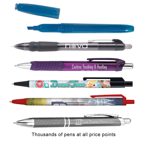 logoed pens and highlighters