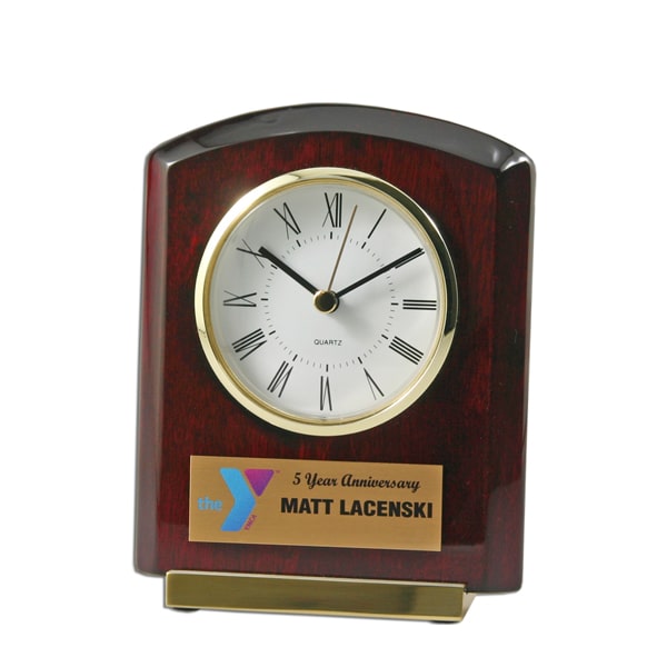 personalized rosewood desk clock