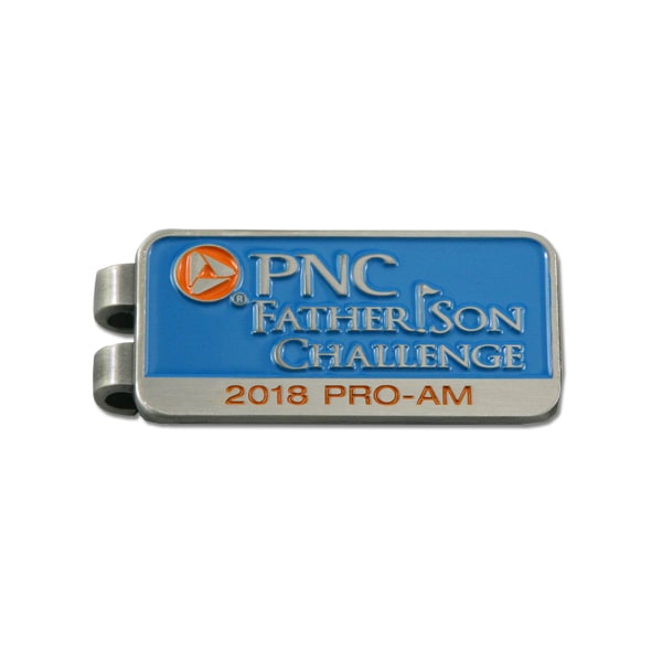 custom money clip with color enamel for a golf event