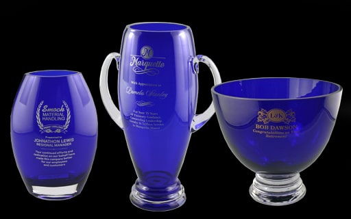 cobalt crystal vases and bowls