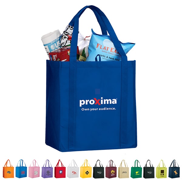 logoed grocery tote bag