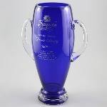 Cobalt Blue Crystal Vase with Handles. Item# 18-CR-T8404