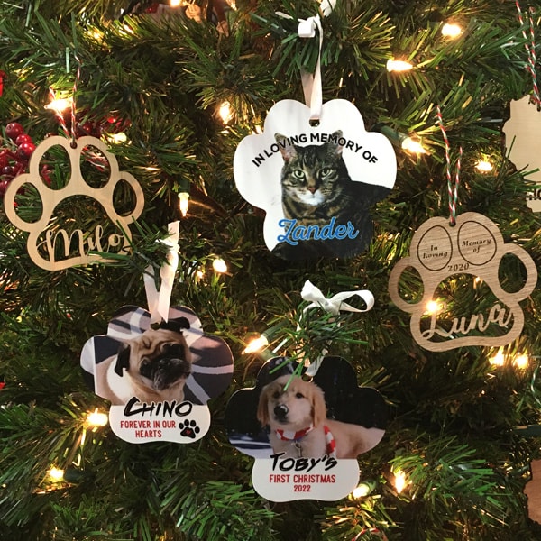 personalized paw-shaped ornaments