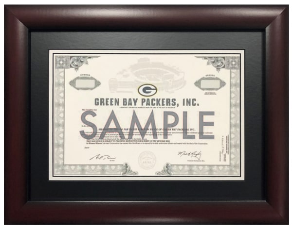 Green Bay Packers Stock Certificate Frame 