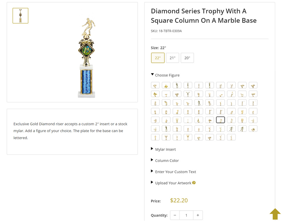 design your trophy and choose figurine, column color and more