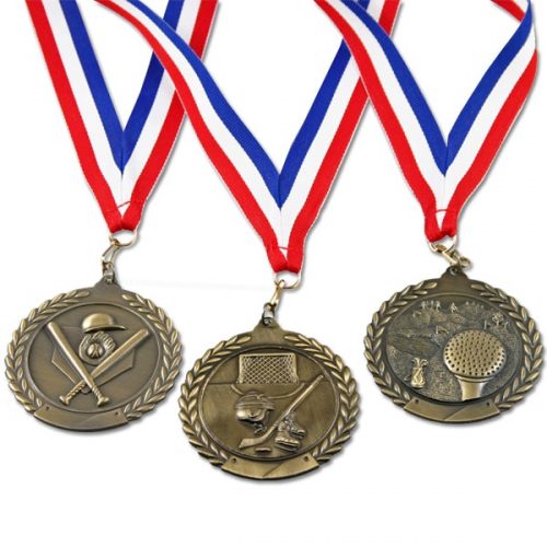 stock medals with neck ribbons